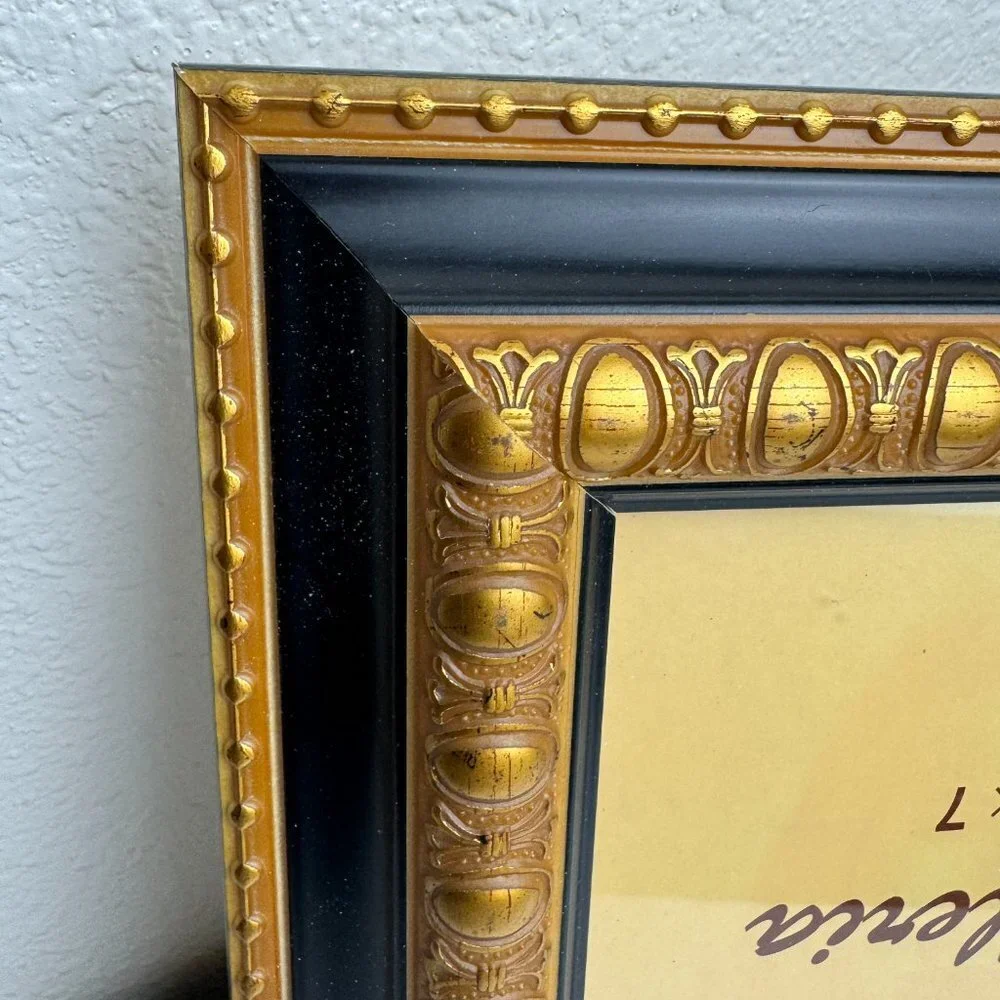 Vintage Wooden Picture frame Gold Patina